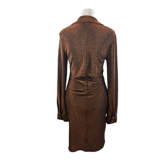 Ladies ASTR the Label Ambel Ruched‎ Shirt Dress Copper Long Sleeves Size Large - Picture 10 of 16